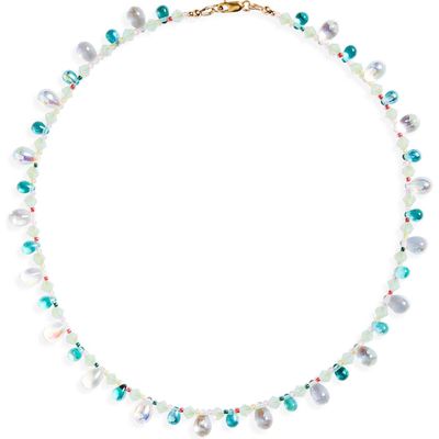 Isshi Raindrop Beaded Necklace in Crystal Mint 