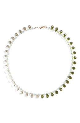 Isshi Raindrop Beaded Necklace in Seaweed