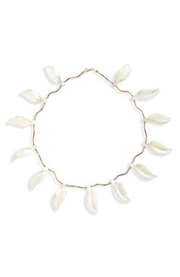 Isshi Tsuta Ivy Leaf Collar Necklace in Ivory