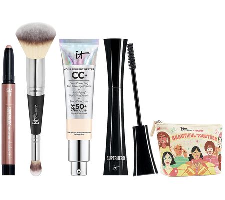 IT Cosmetics CC Cream SPF50 & Eye 4-Pc Kit withMakeup Bag