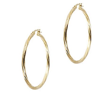 Italian Gold 1-1/4" Polished Twist Hoop Earring s, 18K