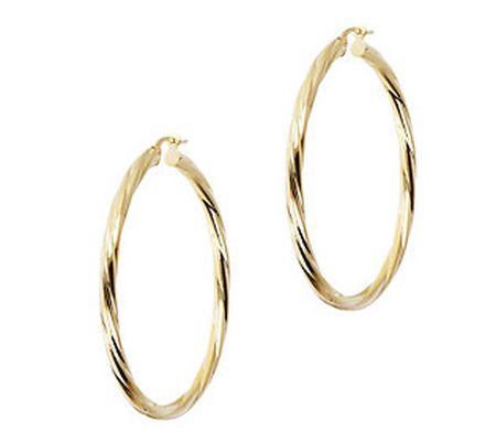 Italian Gold 1-3/4" Polished Twist Hoop Earring s, 18K