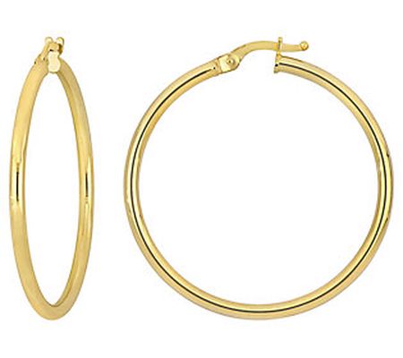 Italian Gold 1-3/8" Hoop Earrings, 14K