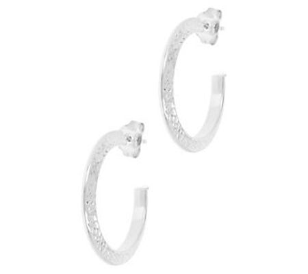 Italian Gold 1" Hoop Earrings, 14K White Gold