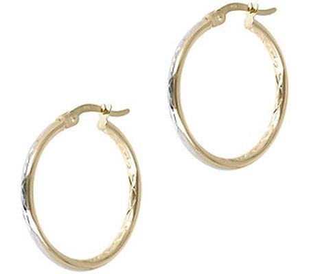 Italian Gold 1" Two-Tone Round Hoop Earrings, 1 4K