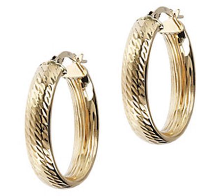 Italian Gold Diamond-Cut 1" Oval Hoop Earrings, 14K