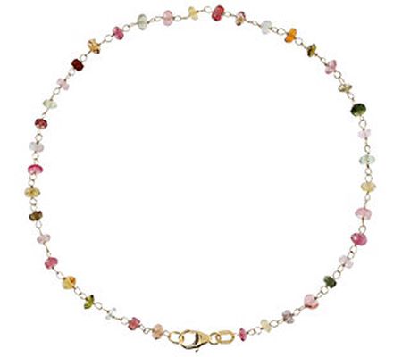 Italian Gold Multi-Color Tourmaline 10" Anklet, 14K Gold