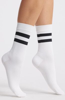 ITEM m6 Ribbed Compression Crew Socks in White/Black 