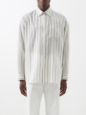 Itoh - Jetted-pocket Striped Cotton-voile Shirt - Mens - White Multi