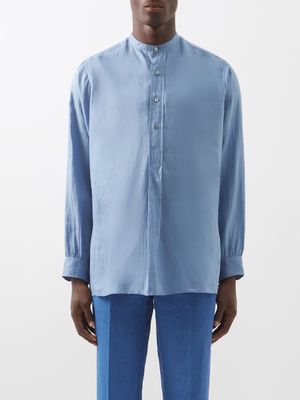 Itoh - Stand-collar Ramie Shirt - Mens - Blue