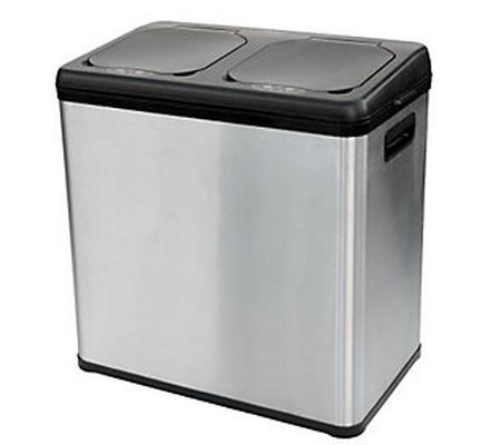 iTouchless 16-Gal 2-Compartment Stainless Steel Trash Can