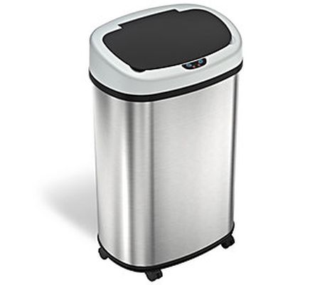 iTouchless Glide 13-Gal Oval Stainless Steel Se nsor Trash Can