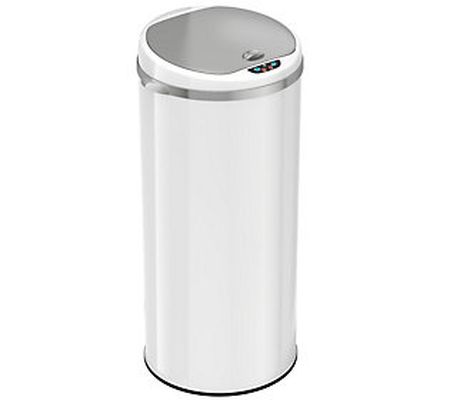 iTouchless Round 13-Gallon Deodorizer Trash Can - White