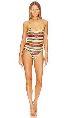It's Now Cool The Crochet One Piece in Taupe