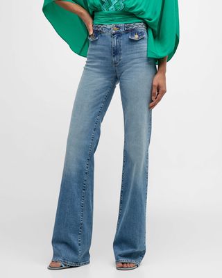 Itzel Braided Mid-Rise Straight-Leg Jeans