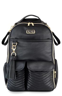Itzy Ritzy Boss Faux Leather Diaper Bag in Black/Gold Studs