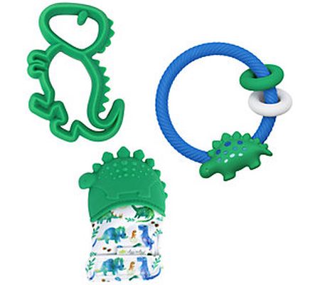 Itzy Ritzy Green Dino Teething Baby Bundle