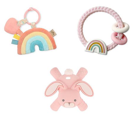 Itzy Ritzy Pink Rainbow Baby Teething Bundle