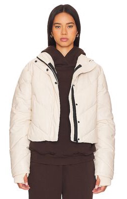IVL Collective Faux Leather Puffer Jacket in Cream