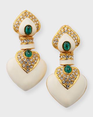 Ivory Green Heart Earrings