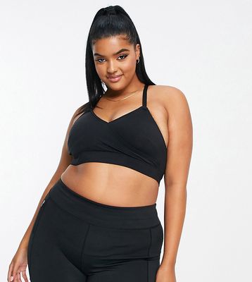 Ivory Rose Curve wrap front sports bra in black