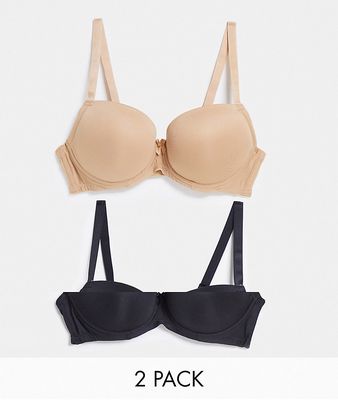 Ivory Rose Fuller Bust 2 pack plain t-shirt bra-Multi