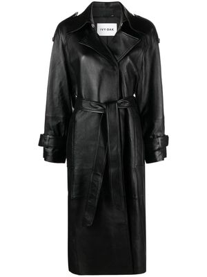 IVY OAK Lilith leather trench coat - Black