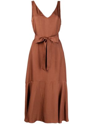 IVY OAK tie-fastening flared-hem dress - Brown