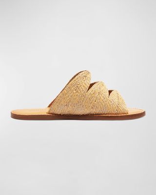 Ivy Raffia Flat Slide Sandals