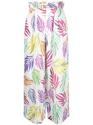 IXIAH palm-print belted trousers - White