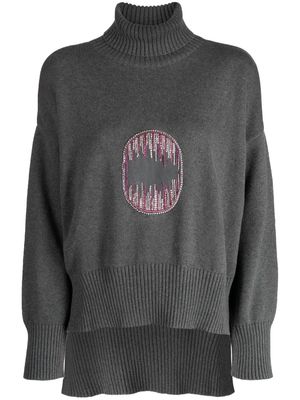 Izaak Azanei appliqué-detail cotton sweatshirt - Grey