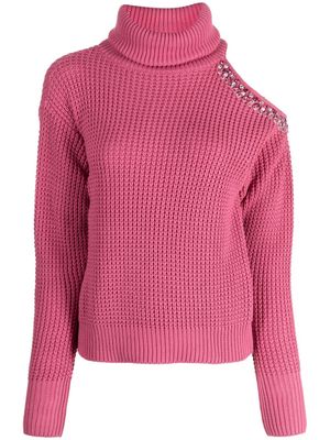 Izaak Azanei asymmetric crystal-embellished sweatshirt - Pink
