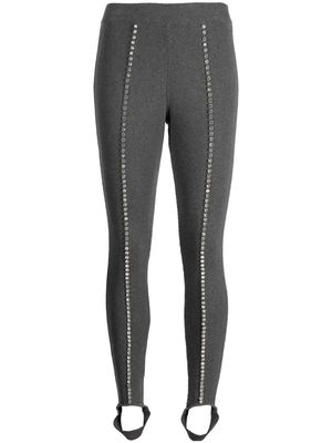 Izaak Azanei crystal-embellished cotton leggings - Grey