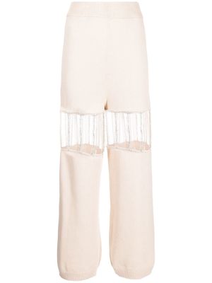 Izaak Azanei crystal-embellished straight trousers - Neutrals