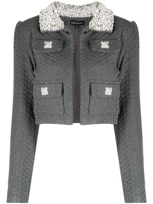 Izaak Azanei crystal-embellished tweed jacket - Grey