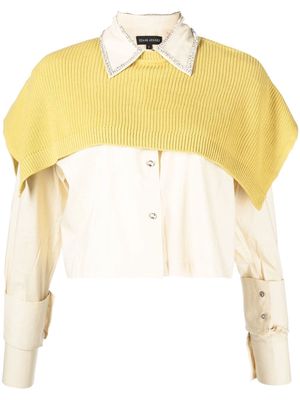 Izaak Azanei knit cape shirt - Yellow