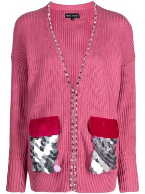 Izaak Azanei sequin-embellished cotton cardigan - Pink