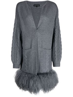 Izaak Azanei V-neck cable-knit cardi-coat - Grey