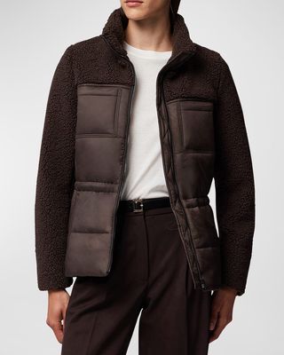 Izzie Puffer Jacket with Faux Sherpa Detail