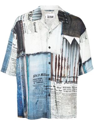 izzue all-over graphic-print shirt - Grey