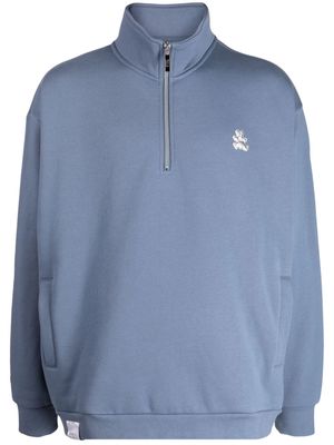 izzue appliqué-detail half-zip sweatshirt - Blue