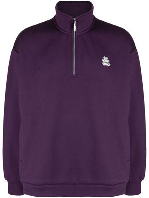 izzue appliqué-detail half-zip sweatshirt - Purple