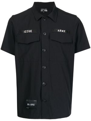 izzue army-patch short-sleeve shirt - Black