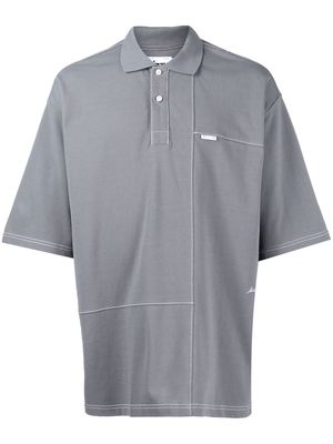 izzue asymmetric-panelled polo shirt - Grey
