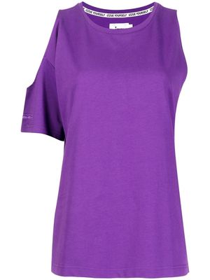 izzue asymmetrical cold-shoulder T-shirt - Purple