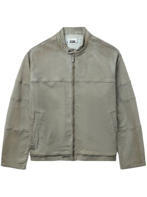 izzue band-collar cotton jacket - Neutrals