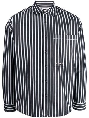 izzue bead-embellished striped shirt - Grey