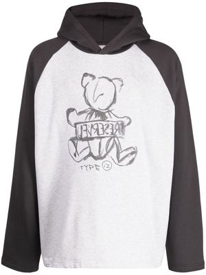 izzue bear sketch-print hoodie - Grey