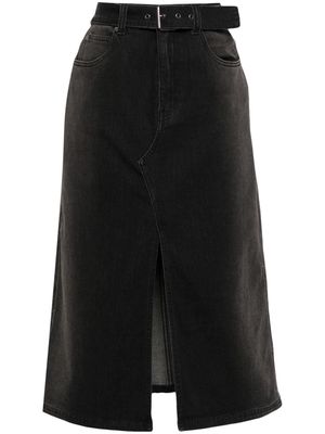 izzue belted denim midi skirt - Black