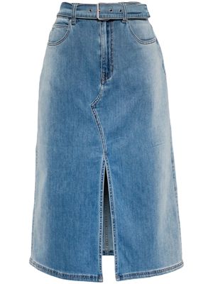 izzue belted denim midi skirt - Blue